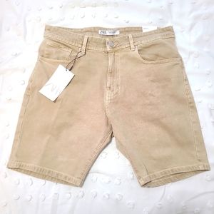ZARA MAN - Cream Denim Shorts